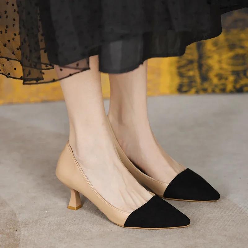 Fashion Women's Shoes 2024 Brand Slip-on Women's High Heels Fashion Color Matching Office and Career Sexy Pointed Toe Heels Womenzapatos