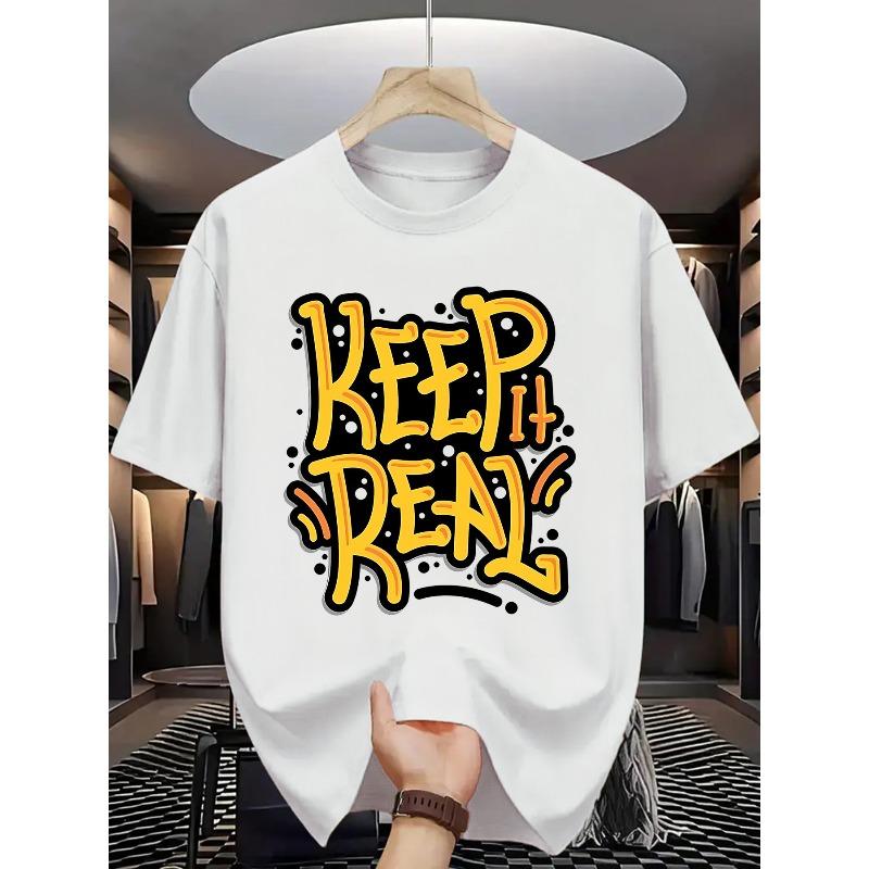 

[KEEP IT REAL | Trendy] KEEP IT REAL | Trendy Street Style | Printed Men s U-Neck T-Shirt, Casual and Comfortable, Suitable for All Seasons 4XL