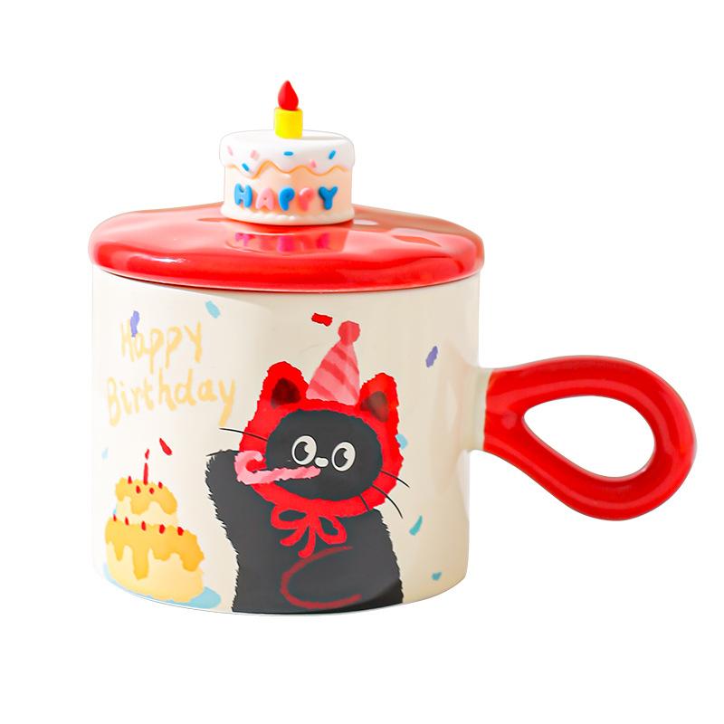 Cute Cartoon Cat Ceramic Mug Couple Water Cup High Value Gift Box Souvenir Birthday Gift Breakfast Cup