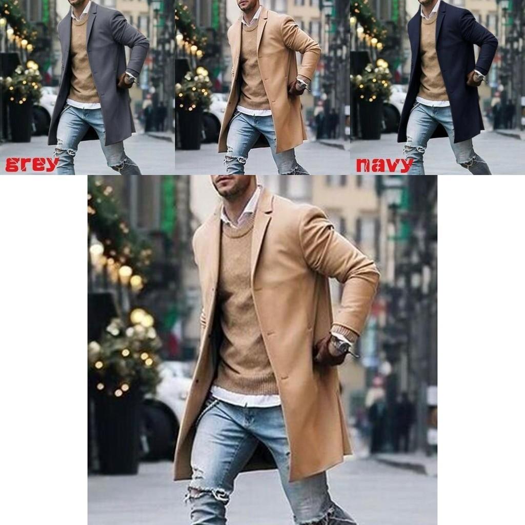 Elegant Men's Lapel Coat Trench Coat With Classic Notched Lapel And Button Up Closure