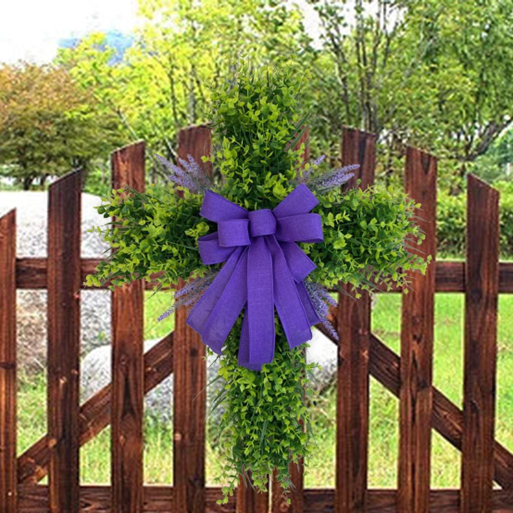 Easter Cross Wreath Pendant Window Garland Easter Teardrop Swag for Front Door Living Room