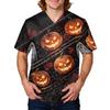 Camisa de Uniforme de Trabajo para Hombre de Manga Corta con Estampado de Halloween