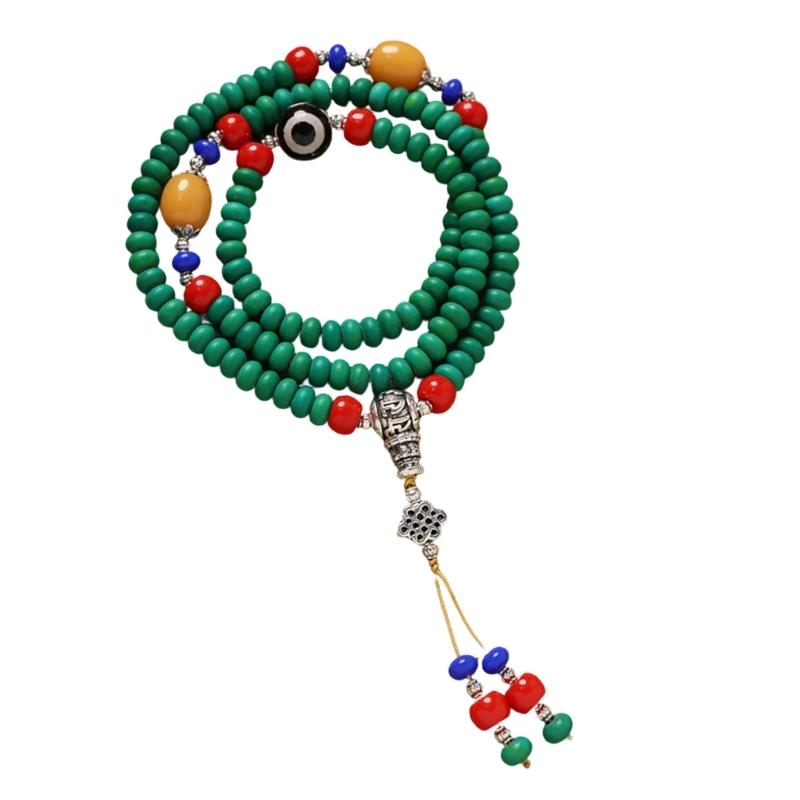 Handmade Turquoise Gemstones Prayer Beads Necklace With 8mm Round Beads Unisex Stone Wristband Cultural Spiritual Gift