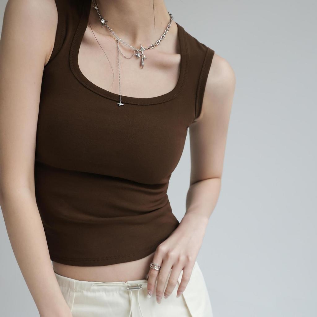 Square Neck  Knit Tank Top Cotton Crop Tops Women Summer Camis Solid Color Yoga Camisole Fashion SportsTube Female Sleeveless Cropped Y2K Girl Clothes