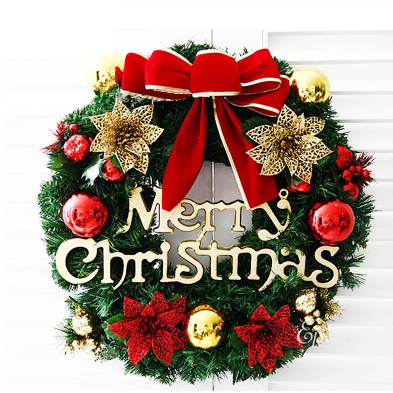 Corona de Navidad Colgante para Puerta Principal Ratán Aguja de Pino Artificial Nieve Guirnaldas Adorno Colgante Año Nuevo Navidad Decoración del Hogar