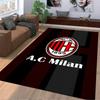 AC Mailand Teppich mit Streifenmuster, Logo und Text in Schwarz & Rot Geeignet für den Einsatz als Anti-Rutsch für Wohnzimmer Schlafzimmer Sofas