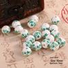 Handmade Cute Flower & Heart Green Ceramic Beads for DIY Jewelry