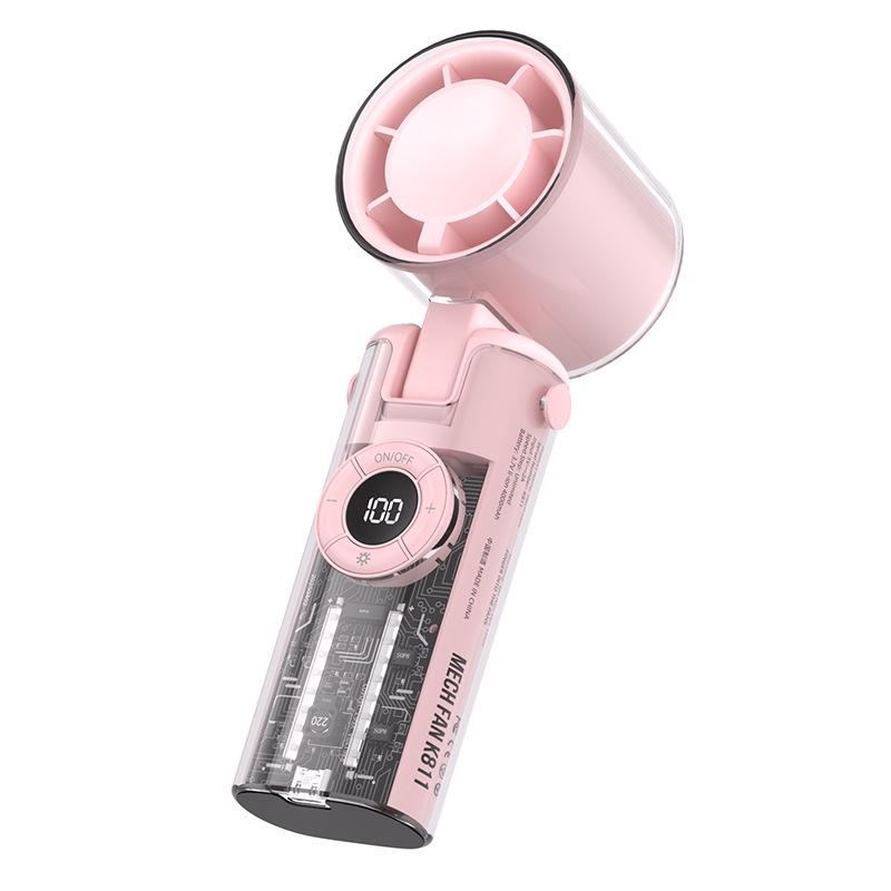 Mecha Style Transparent Portable Mini Handheld Fan for Outdoor Cooling