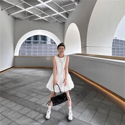 Small White Sleeveless Vest Dress Children's Summer New Temperament Bud Fluffy A-word Short Skirt