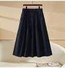 Women's A-Line Elastic Waist Skirt - Three-Quarter Length, Solid Color, Spring/Summer/Autumn Styles Available