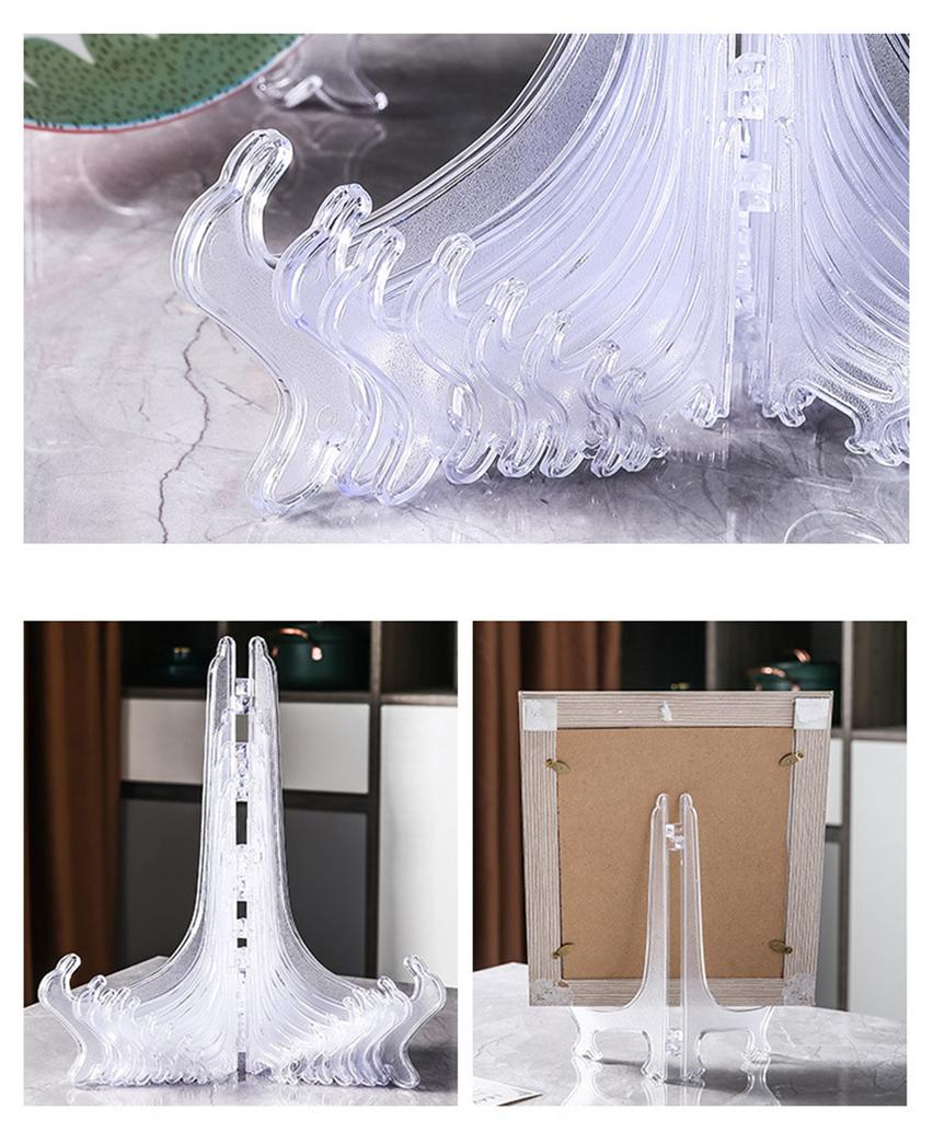 5 Pack Clear display easel Stand Plate Photo Frame Pedestal Picture Holder folds