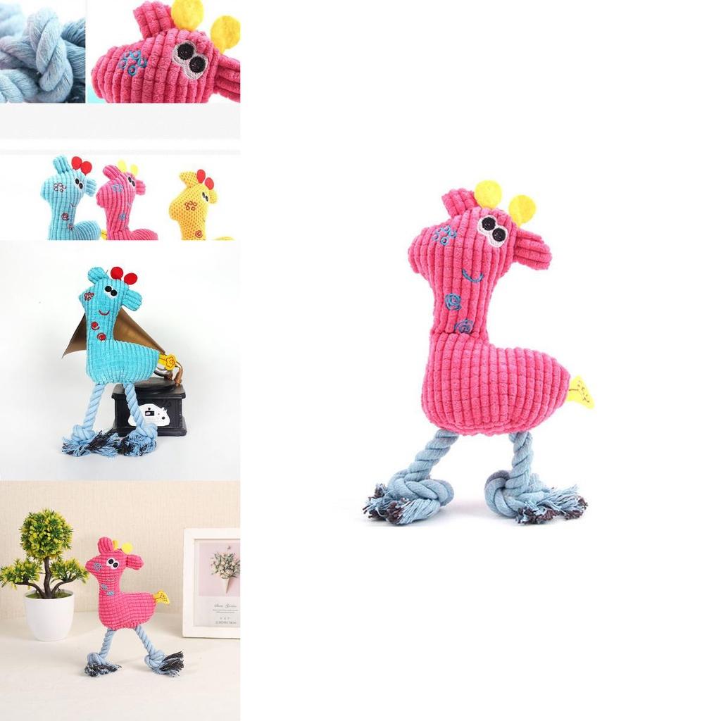 Delightful Giraffe Dog Chew Squeak Toy Interactive Plush Animal For Playful Puppies