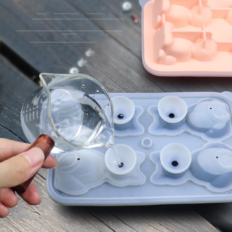 3D Cat Shape Ice Cube Mold Silicone Ice Tray for Whiskey Cocktail Ice Maker for Summer Drink Flexible Easy Release Reusable Mold