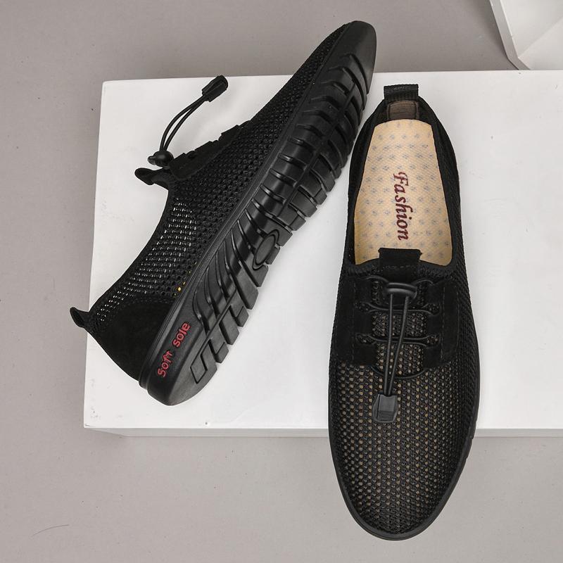 Mode Herren Casual Mesh Schuhe Bequeme Sommer Lauf-Sneakers Atmungsaktives Design Herren Slipper Robuste Sohle Outdoor Freizeitschuhe