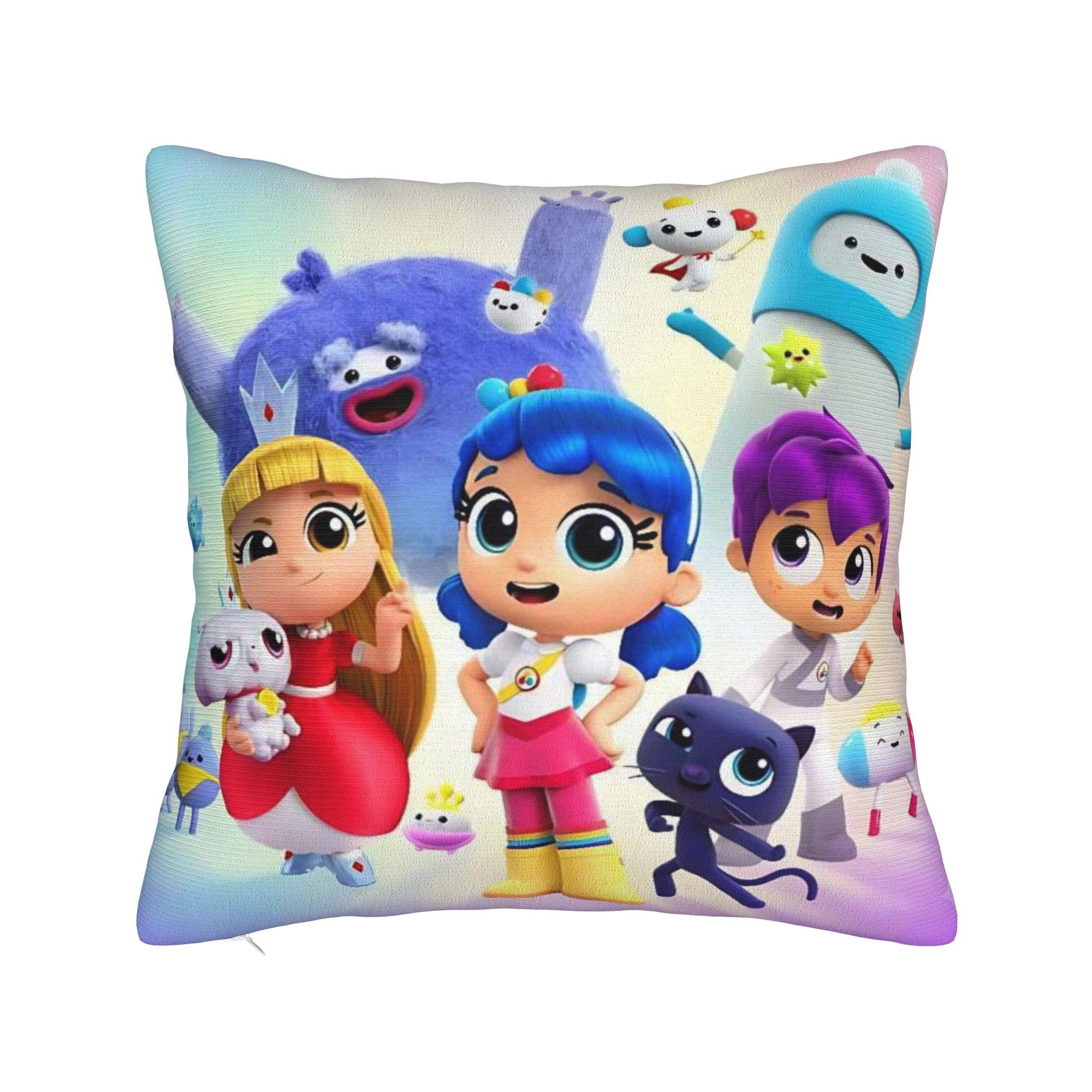 Echte Regenboog Koninkrijken Cartoon Kussensloop Polyester Kussenhoes Cadeau Sierkussenhoes Hoes Bed Vierkant 18' 30x30cm