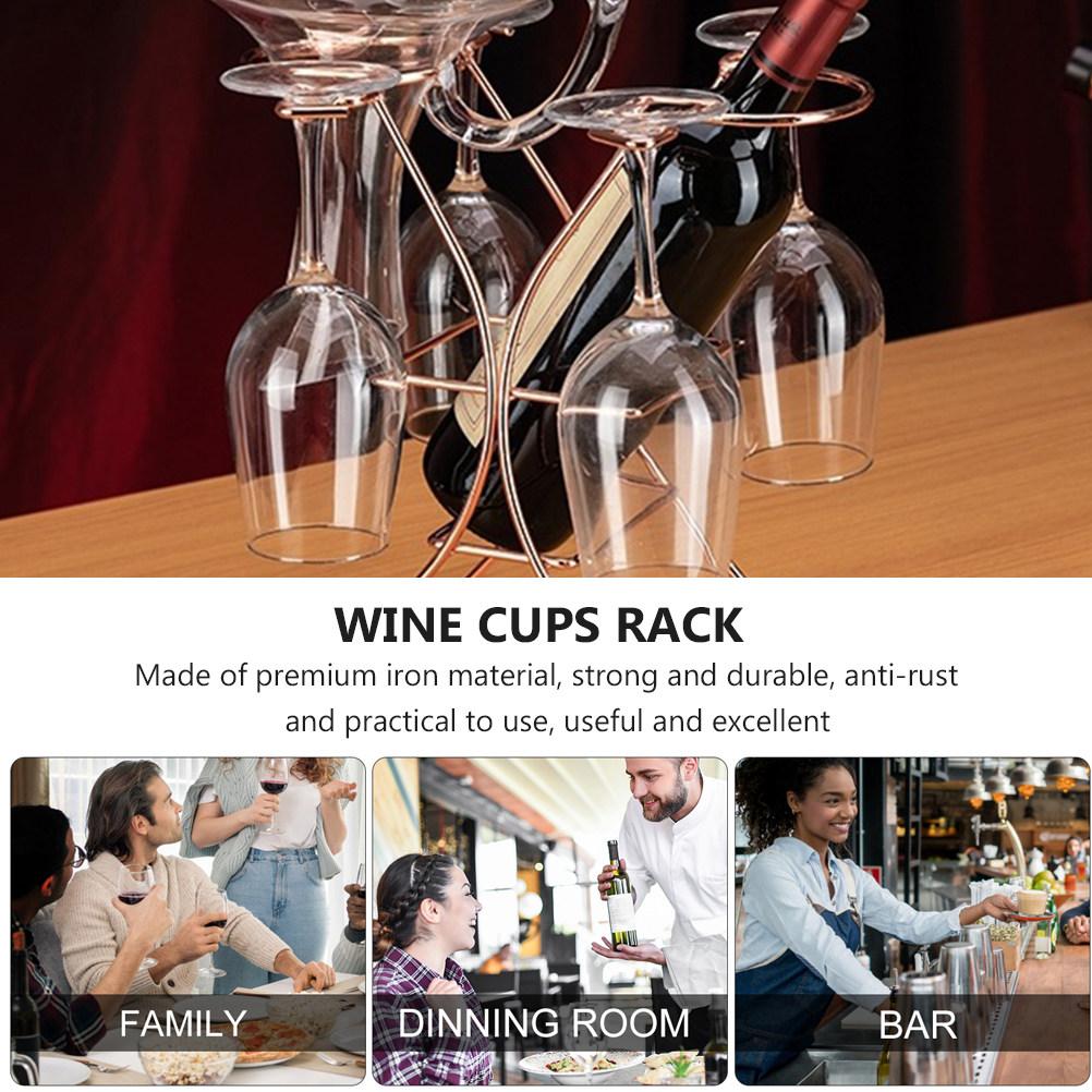 Strong Rust Resistant Iron Wine Glass Holder Rack Modern Minimalist Design for Under Cabinet Display of Wine Cups and Stemware