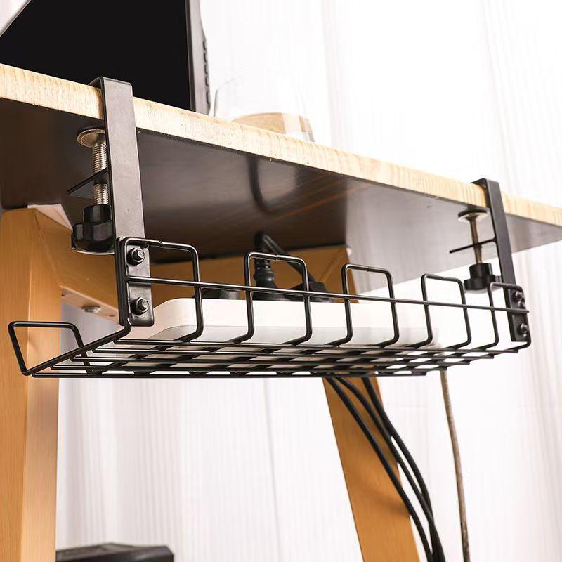 Under Desk Cable Management Tray No Drill Easy Clean Metal Cable Organizer for Home Office Small Business Desk Wire Storage
