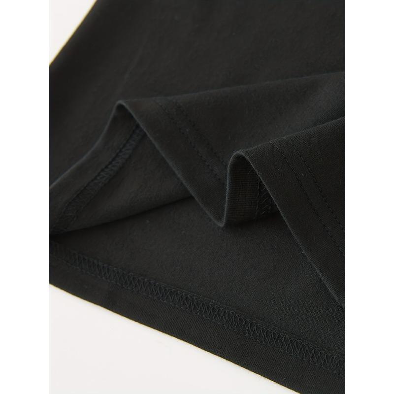 European sizes Black T-Shirt with Pink Bow - Casual Crew Neck Cotton Tee, Super Soft and Comfortable for Everyday Wear