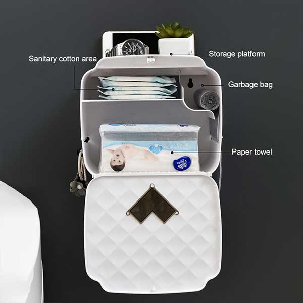 WTEMPO Tragbarer Toilettenpapierhalter aus Kunststoff, wasserdichter Papierspender für Toilette, Zuhause, Aufbewahrungsbox, Badezimmer-Zubehör