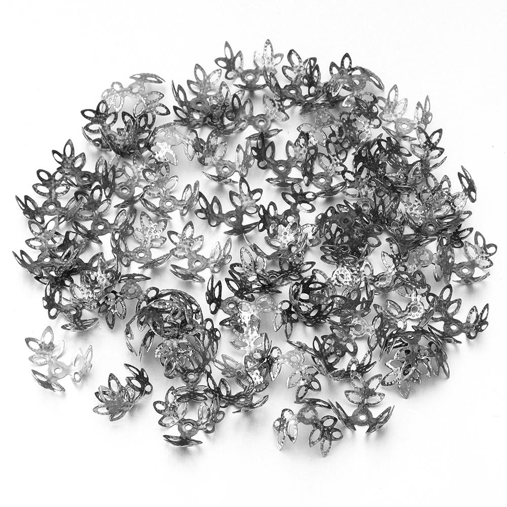 100pcs/Pack Flower Beads Caps Iron Floral Spacer Beads Pendant for Crafts Necklace Earrings Bracelet Jewelry Making Findings