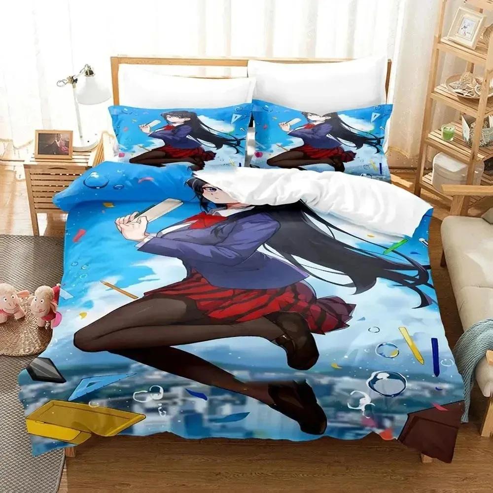 Anime Komi Can't Communicate Bedding Set Duvet Cover Bed Set Quilt Cover Pillowcase Comforter King Queen Size Boys Adult