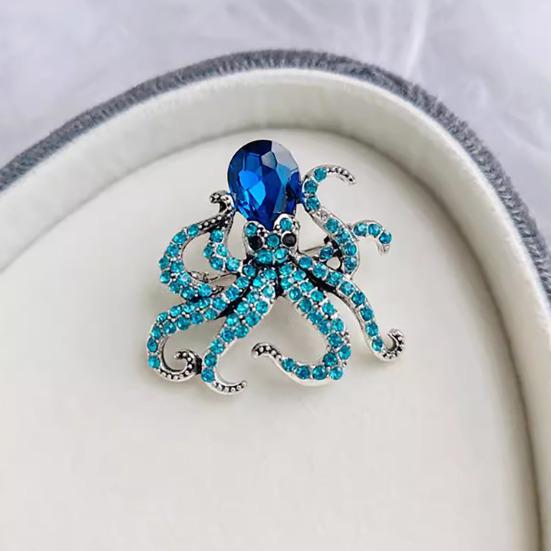 Sparkly Octopus Brooch Rhinestone Octopus Brooch Pin Sea Creature Lapel Pin Accessory for Men Women Ocean Lovers Sweaters Coats Scarves