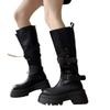 Versatile Retro Belt Buckle 2025 Boots Autumn New Small Thick-soled Heightening Knight Boots Long Boots Women