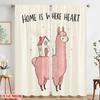 2pcs 2D Flat Printing Drapes Cute Llama Home Heart Polyester Without Electricity Festive Holiday Use for Outdoor Holiday