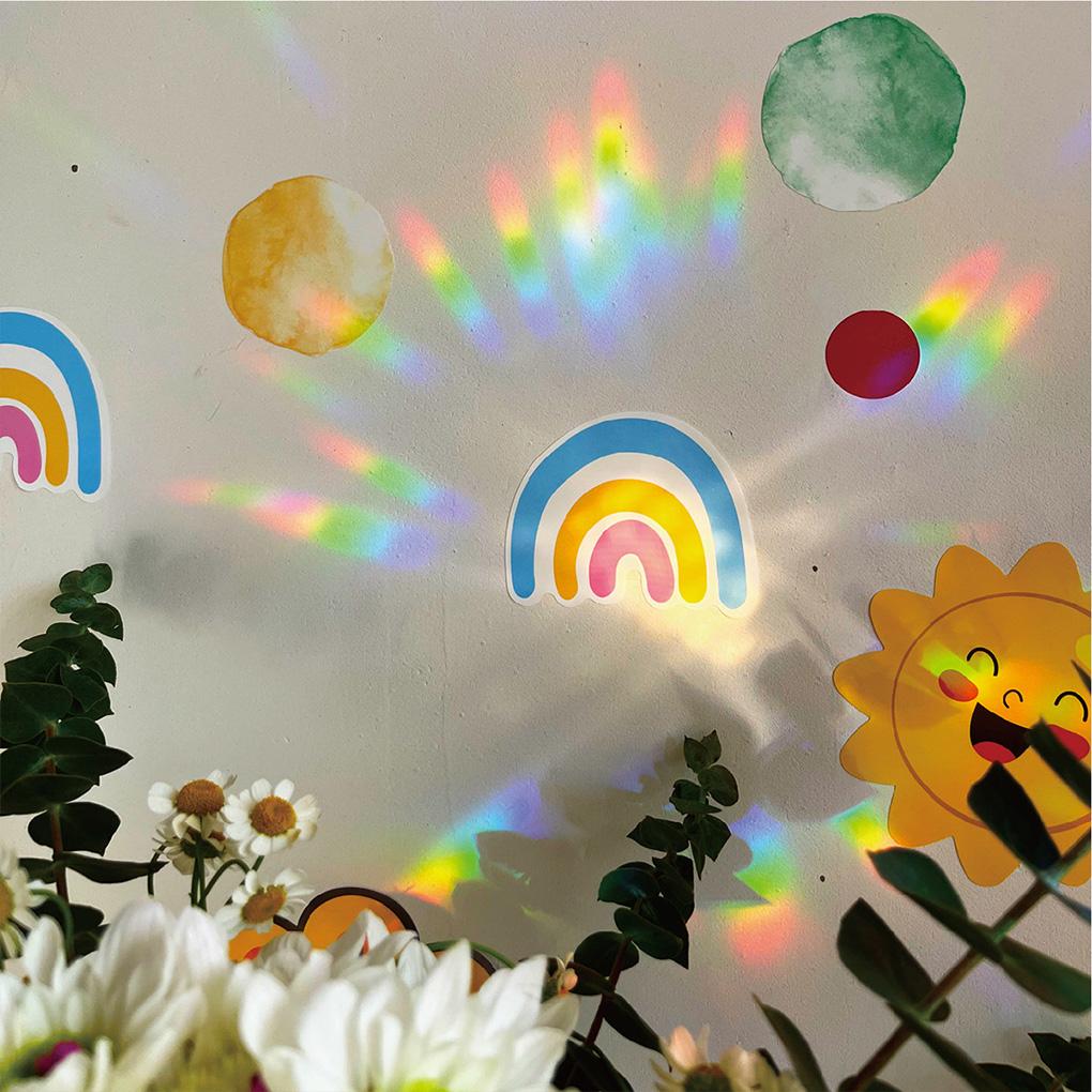Glass Sticker Rainbow Anti Collision DIY Window Decal Removable Reusable Sun Catcher Cloud Attachable Mirror Cling Bedroom