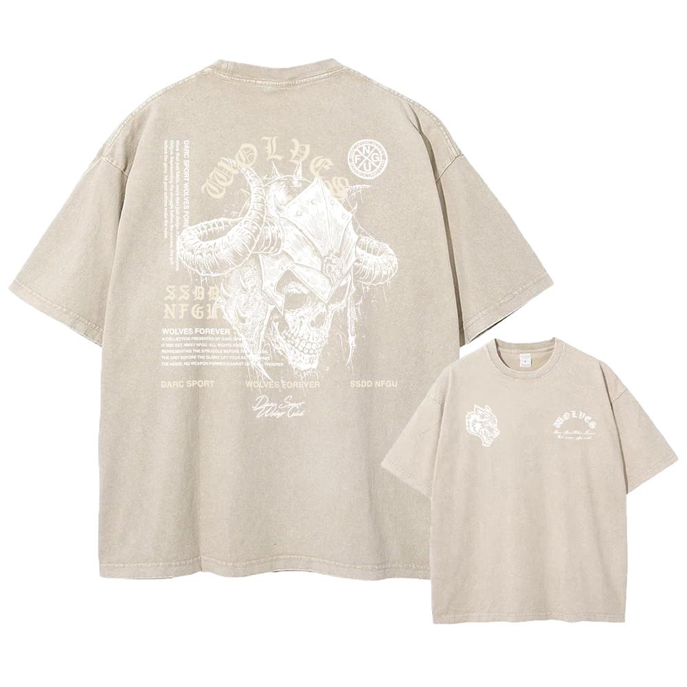 Darc Wolves Sport Vintage Washed T-shirty Siłownia Kulturystyka Oversized Mężczyźni Odzież Letnia Fitness TEE Ćwiczenia Darc Sport T-shirty