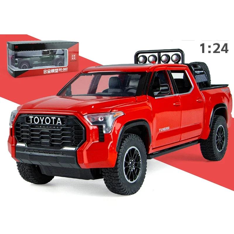 Diecast 1:24 Scale ToYoTa Tundra Pickup Truck Simulation Alloy Die Cast Sound And Light Body Pull Back N Return Car Toy Gift