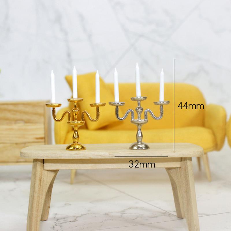 1/12 Doll House Miniature Mini Candlesticks White Candles DIY Accessories