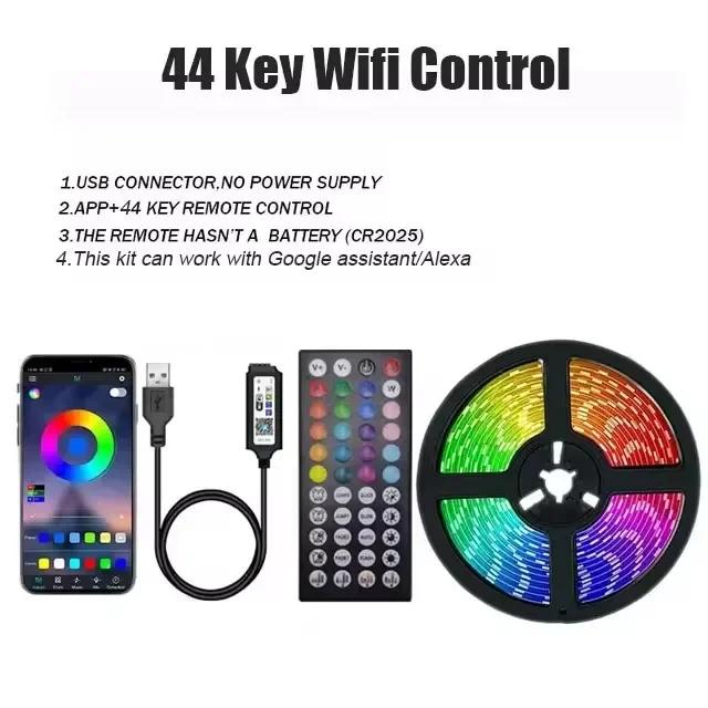 Led Tape 1-30M 5V Usb 5050 Rgb Led Lights Strips Bluetooth Wifi Remote App Control Led I String Christmas Lightning Room Decor