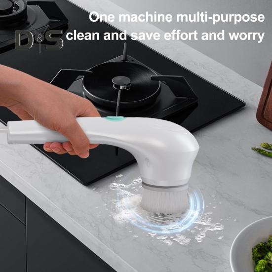 Electric Spin Scrubber Cordless Rechargeable Cleaning Brush with 5 Interchangeable Heads Powerful Motor Cleaning Scrubber