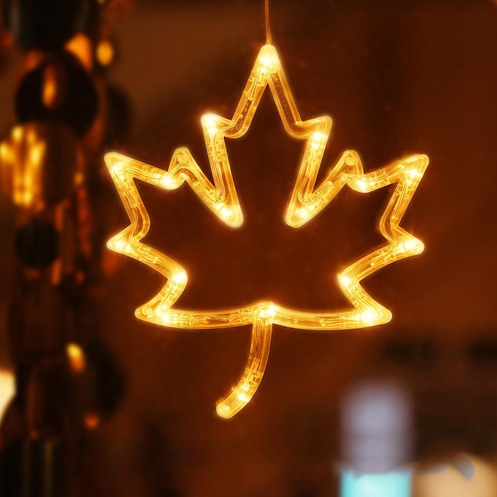 Maple Leaves Pumpkin LED Lights with Suction Cup Halloween Window Lights Halloween Lights Decorations Thanksgiving Decorations
