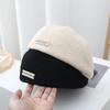 Korean Wool Beret Hat for Women, Vintage Style Winter Autumn Hat with Metal Logo, Fashionable & Versatile