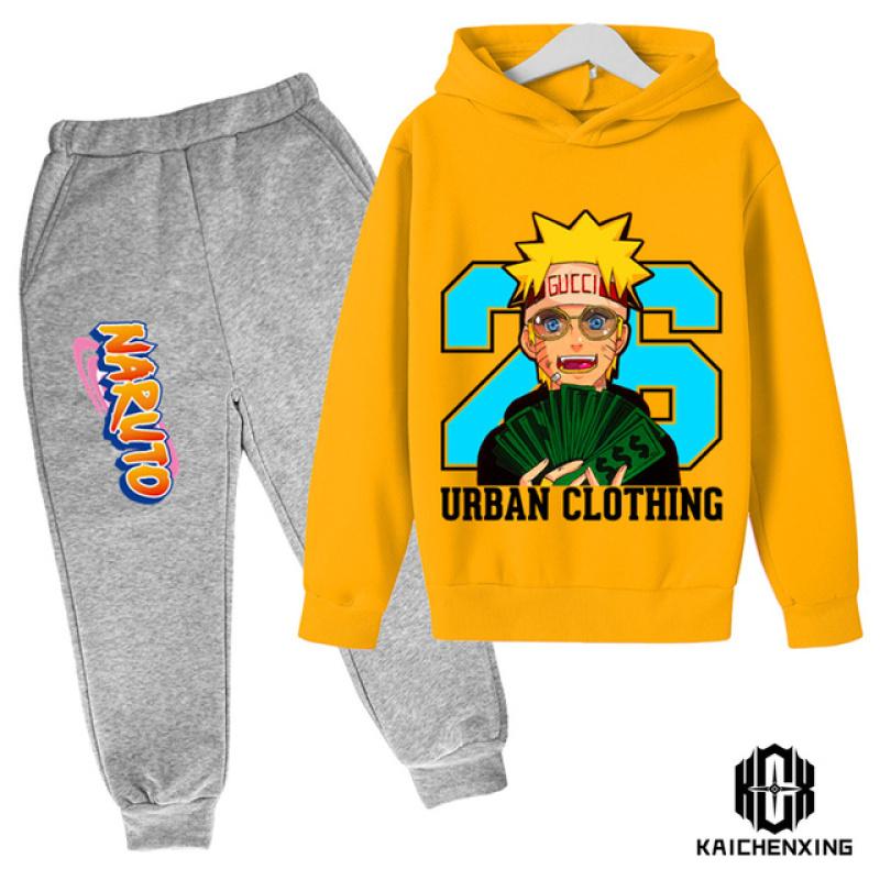 2023 Mode Kinderkleidung Anzug Jungen Naruto Hoodie Hosen 2 Stück Kinder Cartoon Naruto Trainingsanzug Junge Naruto Anzug