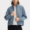 FILA White Series Fashion Versatile Knitted Long Sleeve Jacket Women Jackets Harmonious-Blue F11W513503FBU