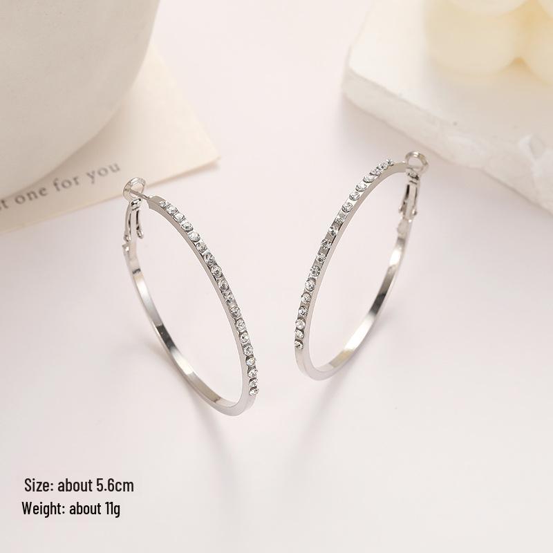 Exquisite Rhinestone Hoop Earrings for Women - Fashionable & Elegant Design