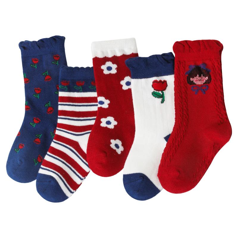 

YUZHAOLIN Kids Pure Cotton Mid-Calf Socks L