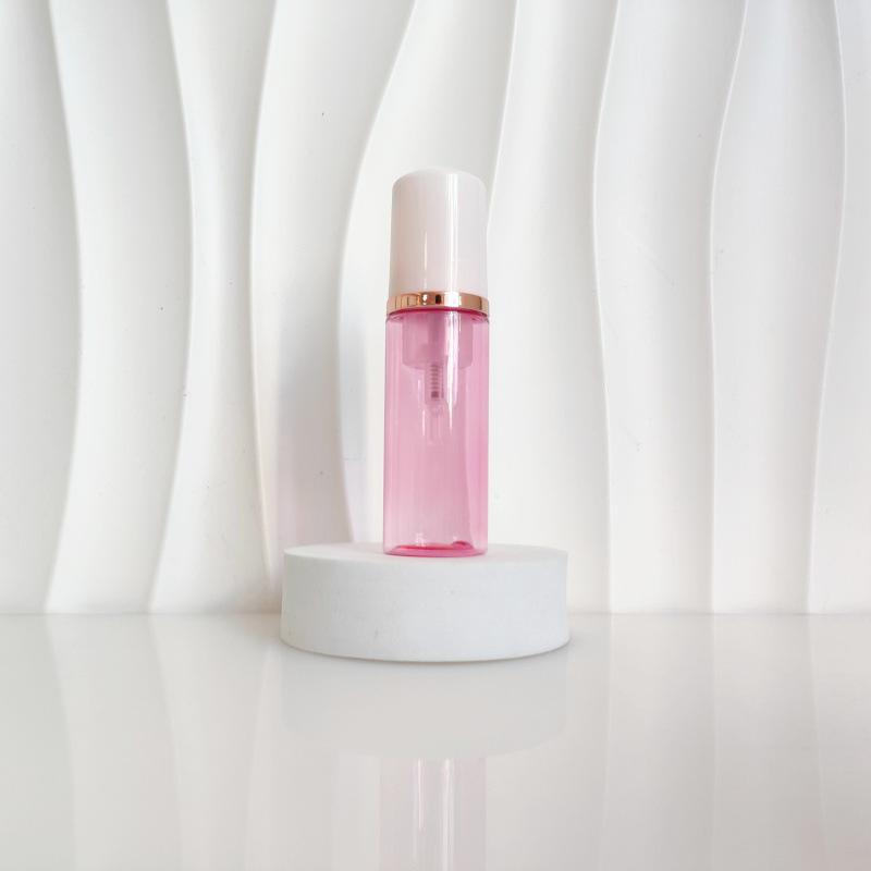 60ml Red Translucent Mousse Dispenser: Cosmetic Brush Foam Bottle for Face Wash and Travel Use
