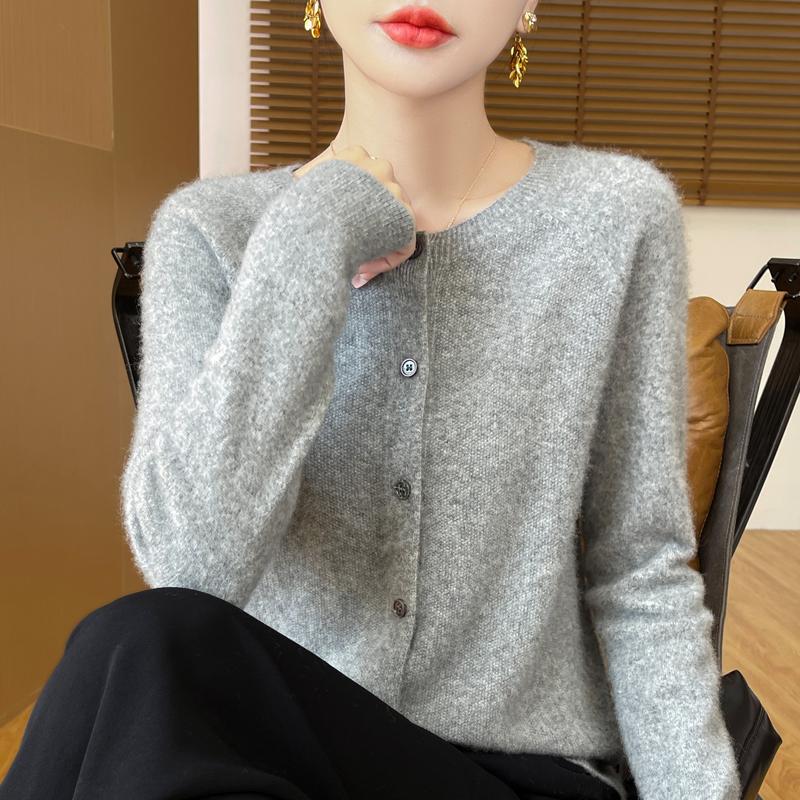 Qinghe Cashmere Women's 30% Cashmere Cardigan - Soft & Warm Wool Blend Sweater