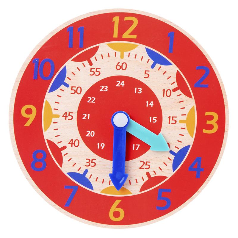 Children Montessori Wooden Clock Toys Hour Minute Second Cognition Colorful Clocks Teaching Aids for Kids Preschool Children