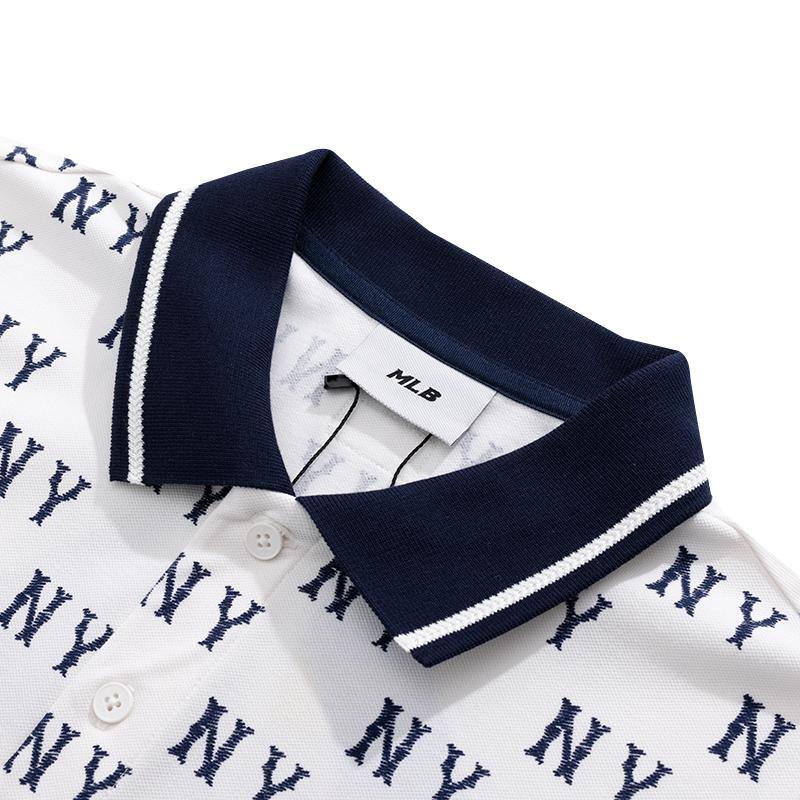 New MLB Monogram NEW YORK YANKEES SS25 Polo Shirt Unisex Ivory 3APQM0153-50IVS