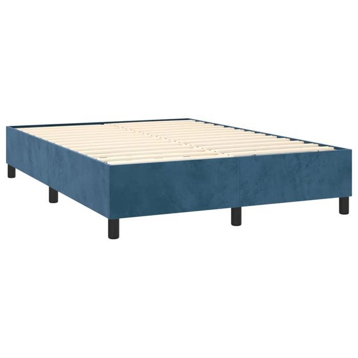 Maison Exclusive - Sommier à lattes de lit et matelas Bleu foncé 140x200cm Velours