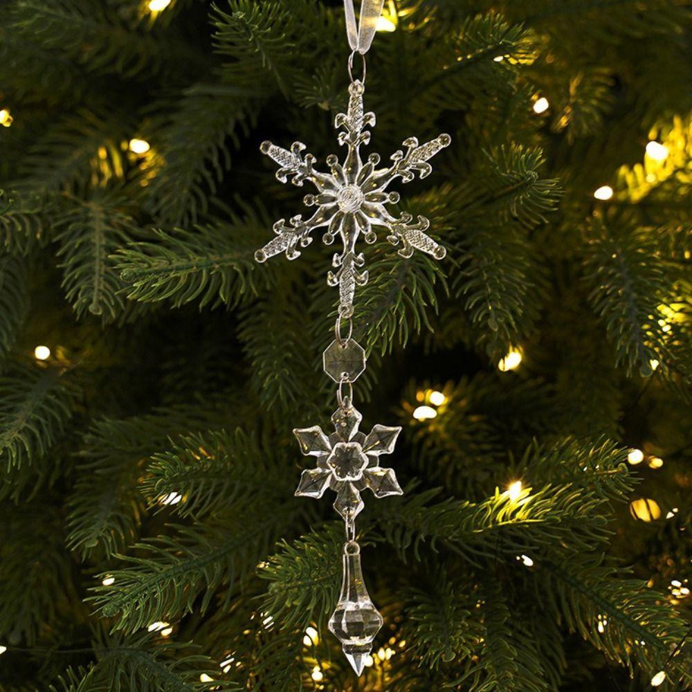 Transparent Acrylic Christmas Tree Ornaments Sparkling Design Hanging Pendant Style Snowflake Pendant Decorations