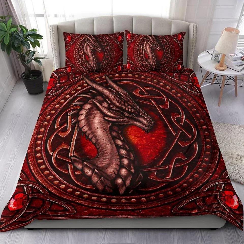 Dragon Printed Duvet Cover King Queen Western Magic Dragon Bedding Set Polyester Quilt Cover for Teen Adults