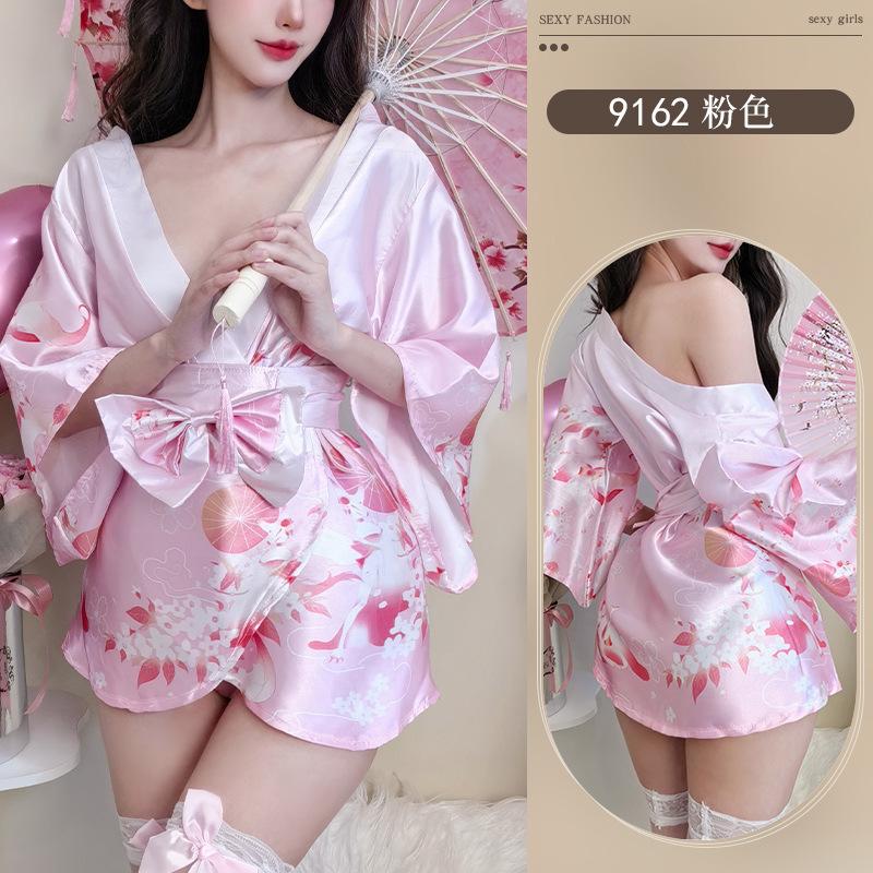 Sexy Underwear Perspective Japanese Kimono Bow Two-dimensional Open Cardigan Pure Temptation