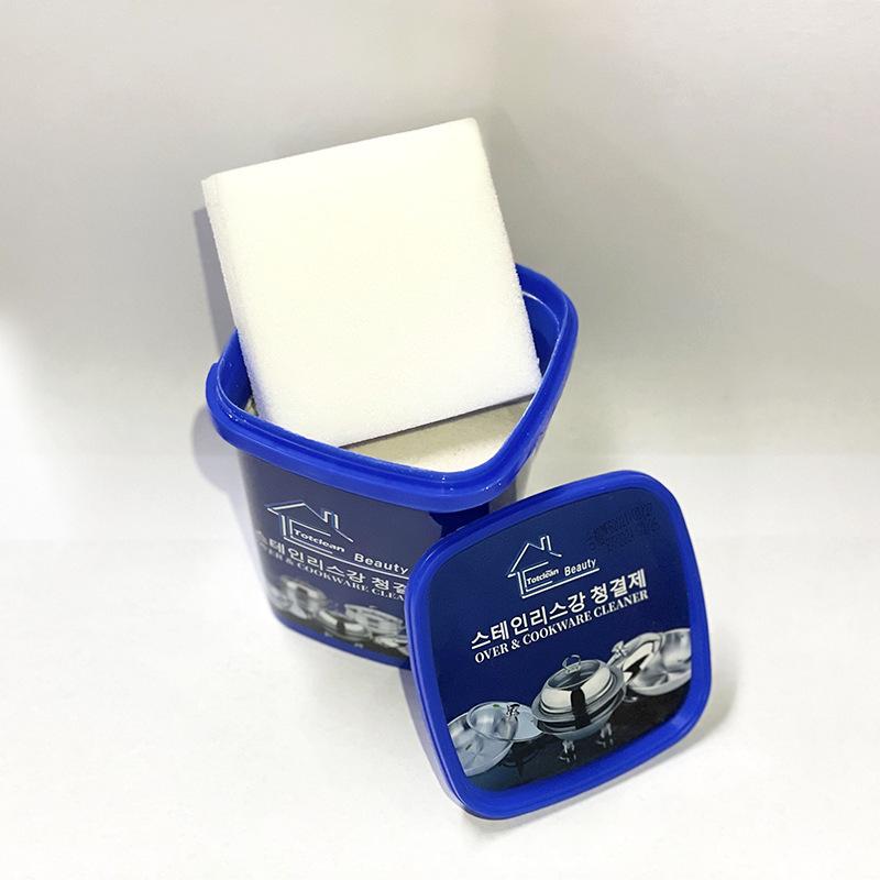 

1 шт. кухонный многофункциональный дезактивирующий крем для чистки нержавеющей стали, полировка дна кастрюли, вышивка, удаление ржавчины, моющее средство 500g with sponge