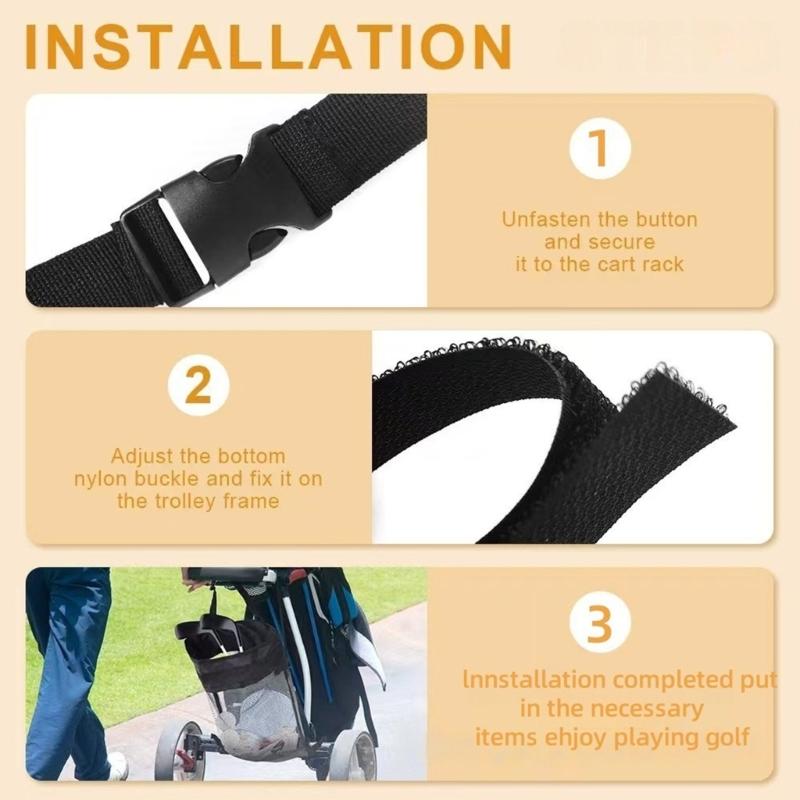 Portable Push Pull Golf Carts Bag Organizer Large Capacity Golf Ball Drawstring Pouch Grocery Shopping Mesh Bag